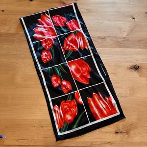 Vintage Red Tulip Floral Rectangular Scarf Robin Ruth